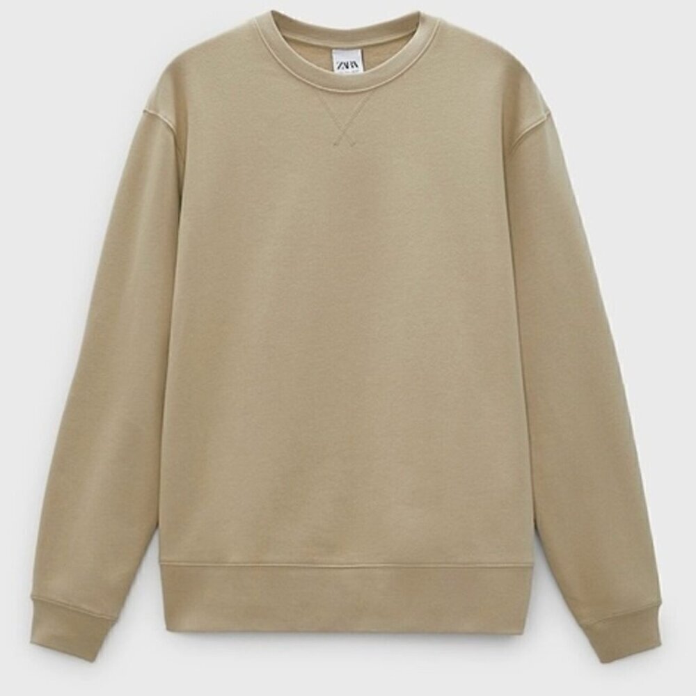 Zara Men's Size Small Beige Pullover Sweatshirt